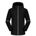 thumbnail image 2 of Donemore Men's Fleece Lined Hooded Windbreaker with Reflective Strips & Zipper Pockets Water-Resistant Outdoor Casual Jacket, 2 of 3
