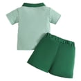 thumbnail image 5 of Toddler Boys Baby Girls Boys Summer Casual Color Short Sleeved Lapel Shirt Boys Summer Dress Two Piece Set Toddler Boy Clothes Newborn Boy Clothess ,Green, 5 of 6
