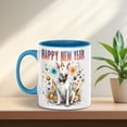 thumbnail image 2 of Happy New Year with Bull Terrier Fireworks Holiday Xmas Winter 2025 11oz Accent Two-tone Mug Bully Dog Lovers Gifts Idea Coffee Tea Cup - 00025, 2 of 5
