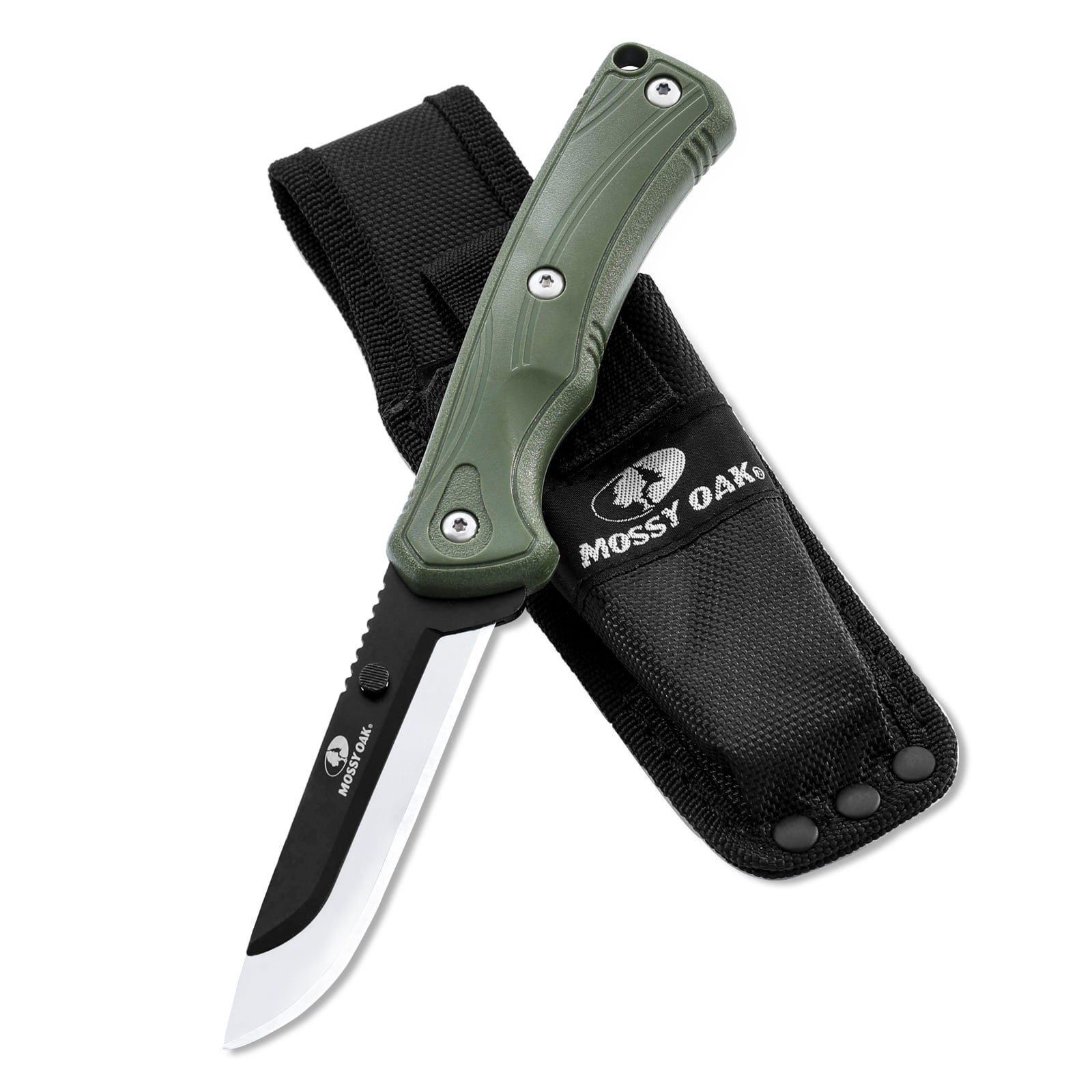 Mossy Oak 13 Pieces Replaceable Blades Knives,4.75 inches Folding Knife Set,with LED Light