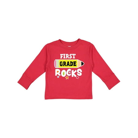 

Inktastic 1st Grade Rocks with Pencil and Stars Gift Toddler Boy or Toddler Girl Long Sleeve T-Shirt