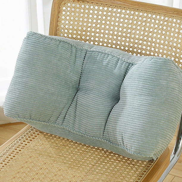 Cojín Lumbar de Pana | Material Aterciopelado Azul | 48 X 25 X 19 Cm | Cojín Suave | Ideal para Oficina, Coche o Viajes | 1 Unidad