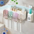 thumbnail image 4 of Plastic Toothbrush & Toothpaste Organizer All-in-One Bathroom Organizer No-Drill Toothbrush Holder with Toothpaste Dispenser, 4 of 6