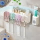thumbnail image 4 of Accesorios de baño Portacepillos de dientes con dispensador de pasta de dientes No requiere taladro Organizador de baño de plástico para montar en la pared para vasos y maquinillas de afeitar Juego de, 4 of 6