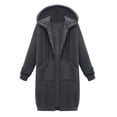thumbnail image 3 of Women's Long Hoodie Autumn Fashion Zipper Fleece Coat Comfortable Oversized Waist Sweatshirt, 3 of 9