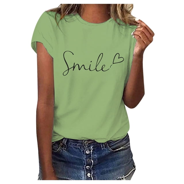WEIYLL T-Shirts pour Femmes Imprimé Floral de Printemps Manches Courtes Verts Tailles TG