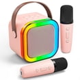 thumbnail image 4 of Portable Karaoke Machine Set with Microphones and LED Lights for Family Entertainment, 4 of 9