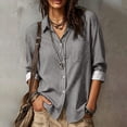 thumbnail image 2 of MAFYTYTPR Women's Striped Button-Down Shirt Spring Summer 3/4 Roll-Up Sleeve Casual Tops for Everyday Wear XS-XXL, 2 of 9