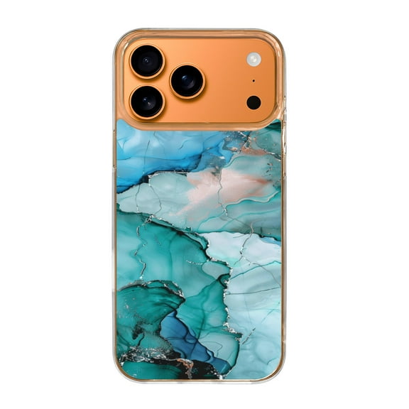 Case For Apple iPhone Air / 17 Pro / 17 Pro Max Series Case, Slim Thin Transparent Flexible Clear TPU Shockproof Phone Case For iPhone 17 Series, Marble Pattern Blue Gold