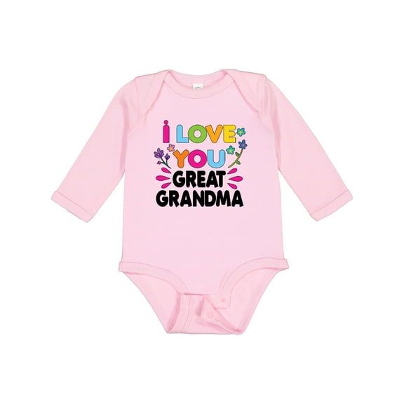 Inktastic I Love You Great Grandma with Flowers Girls Long Sleeve Baby Bodysuit