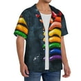 thumbnail image 2 of Pofeuu Rainbow Sausages On Dark Slate Print Mens Casual Short Sleeve Shirts Beach Summer Spread Collar Pocket Tops Men's Casual Short-sleeved Shirt-Large, 2 of 5