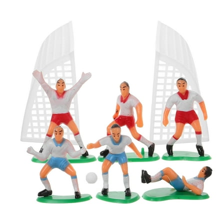 Homoyoyo 1Set Reusable Assorted Color Soccer Cake Toppers with Different Postures for Sports Party Decor