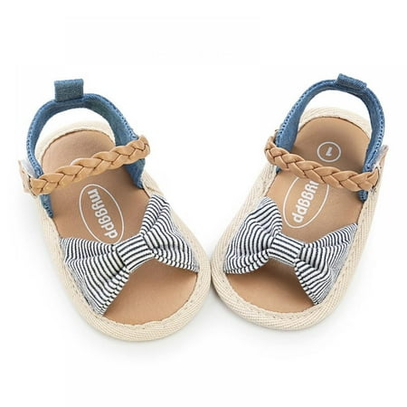 

Summer Sandals Baby Girl Canvas Bow PU Casual Soft Sandals Baby Shoes(0-18M)