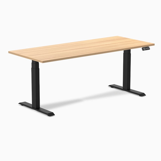 Desky Bureau Assis-Debout à Double Stratifié - Teck Sublime / 70,9 x 29,5 Pouces / Noir Mat