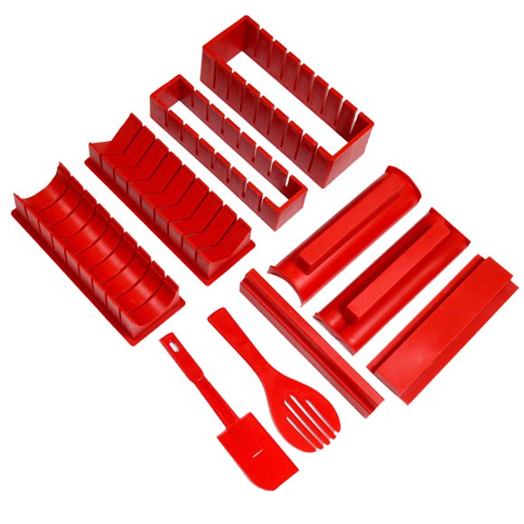 Zootealy Sushi Ensemble de Fabrication Moule à Sushi Ensemble de Fabrication de Sushi pour Débutants Outil Antiadhésif pour Fabriquer des Sushi 10 Pcs