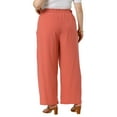 thumbnail image 4 of DARING DIVA Women's Plus Casual High Waisted Lounge Pants with Pockets 1X Brick Red, 4 of 5
