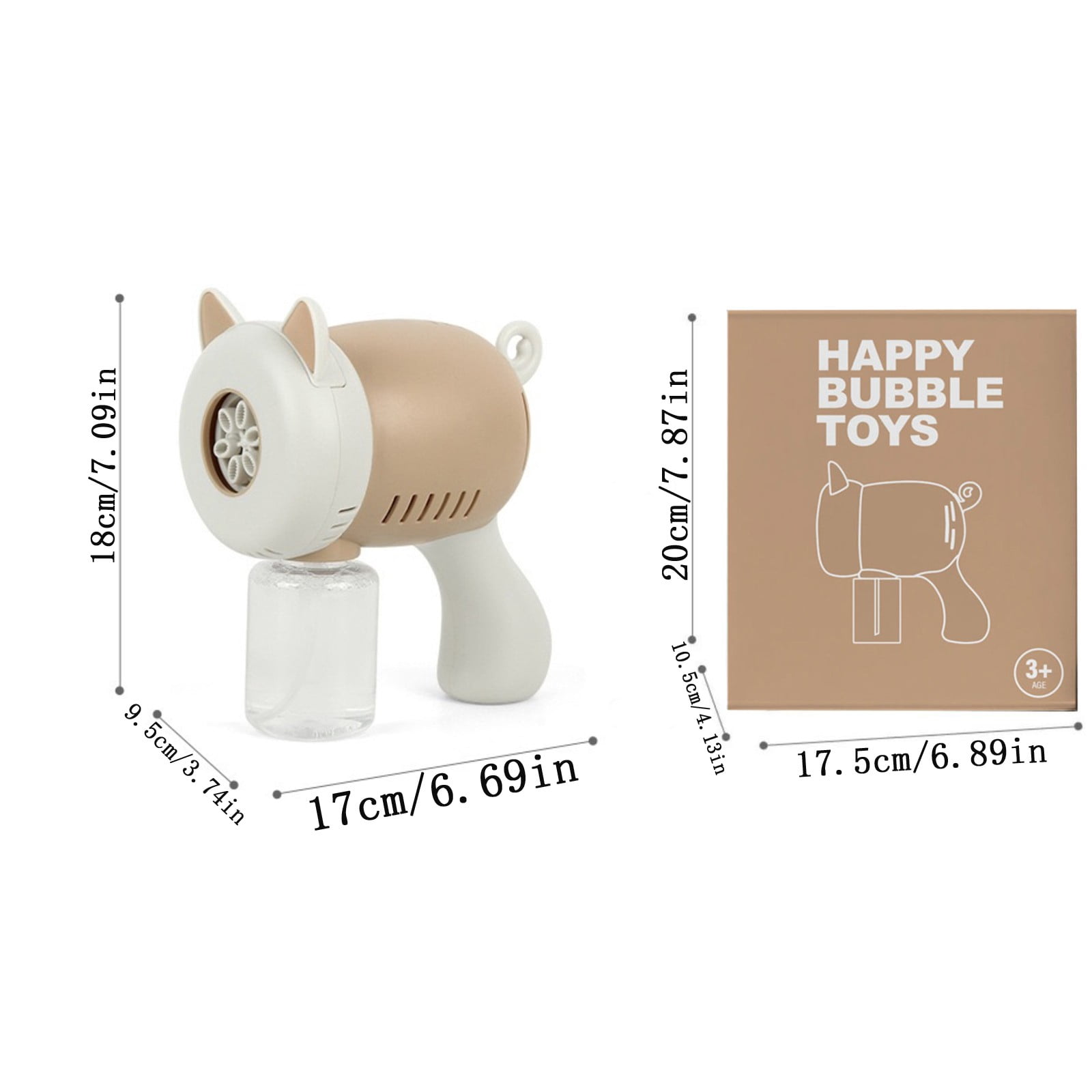 Automatic Bubble Machine, Multi-Hole Bubble Blower with Large Bubble Output and Leak Resistant Design, Plastic Bubble Maker with 130ml Bubble Solution for Party Event (Brown)