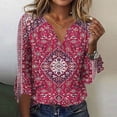 thumbnail image 2 of IROINNID Reduced Polyester Long Sleeve T Shirt for Women Daily Summer Slot Neck Print T-shirt Blouse,Pink, 2 of 5