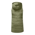 thumbnail image 4 of QSAWXQZ Women's Hooded Long Puffer Vest Button Down Sleeveless Solid Quilted Outwear with Pockets Olive Green S, 4 of 8