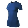 thumbnail image 2 of A2Y Women's Junior Fit Basic Solid Cotton Short Sleeve Crew Neck T Shirt Tee Tops Sapphire M, 2 of 5