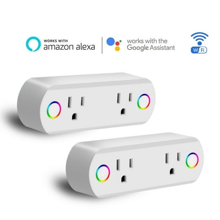 Dual Outlet WiFi Smart Plug Socket Remote Power Switch for Alexa /Google Home US
