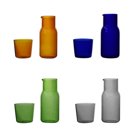 

Popvcly Clear Glass Pitcher Jug Cup Set 1 Elegant Water Kettle with 1 Bottle(Can be Jug Lid) Wine Tumlber Juice Display Prop