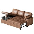 thumbnail image 3 of YODOLLA Sofa Bed, 3 in 1 Sleeper Sofa with Storage Chair, Faux Leather L Shape Couch, Sectional Pull Out Sofa Bed Mid Century Modern Couch for Living Room Clearance, Comfy Sleeper Couch in Brown, 3 of 8