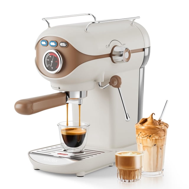 XIXUBX Espresso Machine 20 Bar, Compact Coffee Maker with Milk Frother Steam Wand Professional Espresso Coffee Machine with Removable Water Tank, Lat