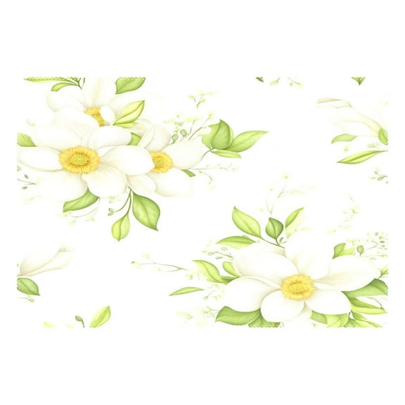 Magnolia Blooms Pattern 12x18in Heat-Resistant Non-Slip Place Mat, Durable and Wrinkle-Resistant