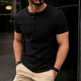 thumbnail image 2 of LMOIPLI Mens Slim Fit Henley T Shirt with Button Placket Soft Breathable Cotton Blend Short Sleeve Tee for Casual Daily Wear Black S, 2 of 9