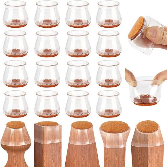 20pcs Silicone Chair Leg Floor Protector, Chair Floor Protector, Hardwood Floor Rubber Chair Leg Protector, Wood Floor Chair Leg Cover (Clear, Medium)