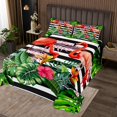 thumbnail image 2 of Erosebridal Cartoon Flamingo Coverlet Set King, Tropical Palm Tree Leaves Bedding Set, Striped Decor, Super Cozy 3-Piece, 2 of 5