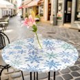 thumbnail image 6 of Teal Blue Snowflakes Round Tablecloth for 45-54 Inch Tables,Fitted Table Cover with Elastic Edge,Christmas Snowflake Winter Holiday Waterproof Outdoor Table Cloth Protector for Patio Garden Dinner, 6 of 9