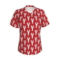 thumbnail image 2 of Uemuo Cartoon Lobster Printed Women's Classic V-Neck T-Shirt - Soft, Breathable, Moisture-Wicking, Perfect for Casual, Office, Travel, and Everyday Wear-Small, 2 of 5