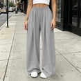 thumbnail image 3 of HomeDM Women's Sweatpants Wide Leg Elastic Waist Casual Baggy Workout Pants with Pockets Gray XL, 3 of 9