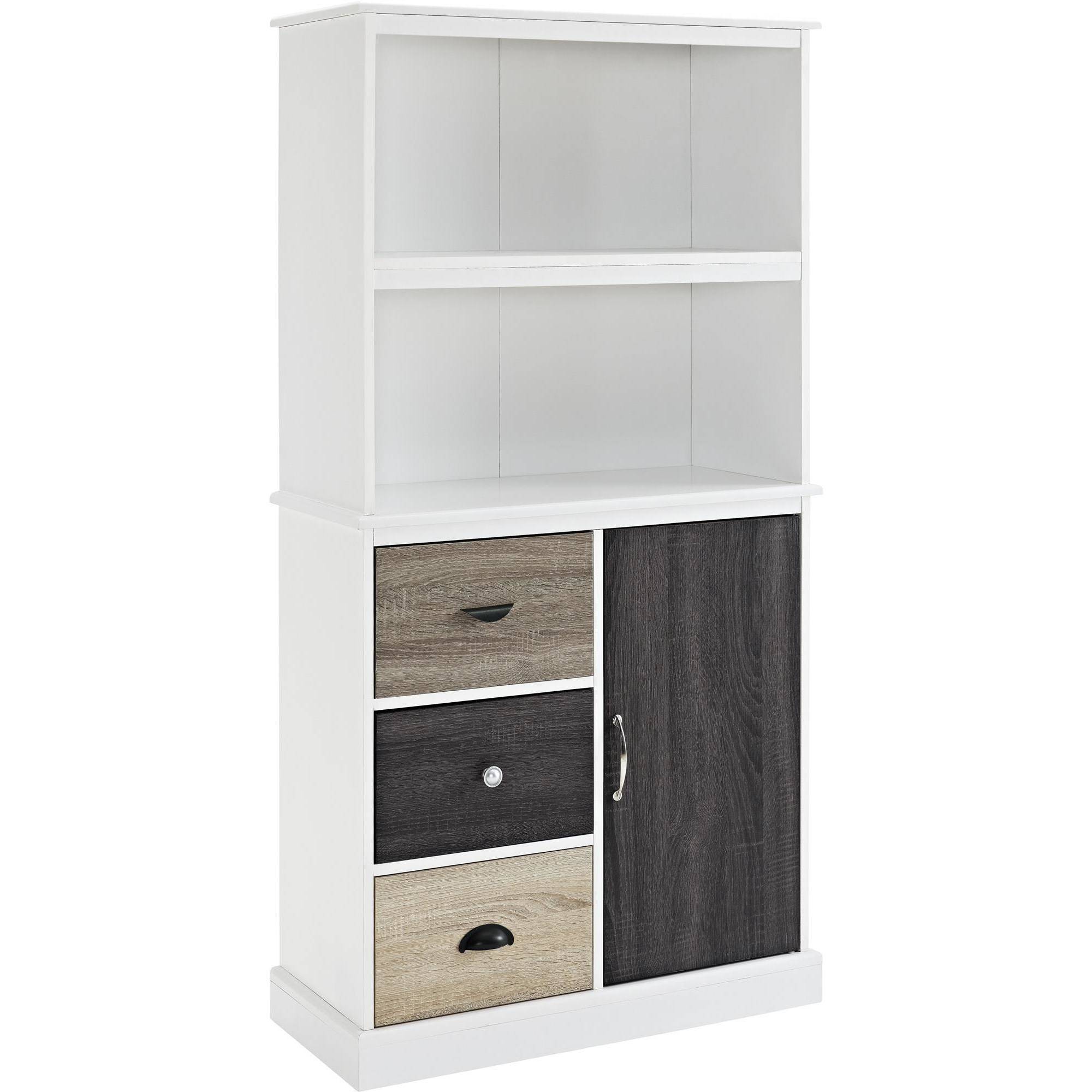 Altra Furniture Mercer Storage Bookcase with Multicolored Door and Drawers, Multiple Finishes