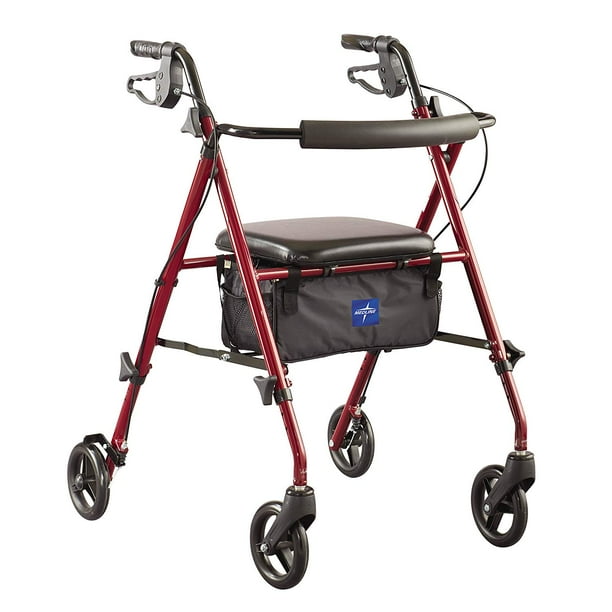 Medline Superlight Aluminum Rollator, Folding Rolling Walker, 6" Wheels