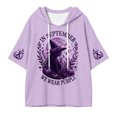 thumbnail image 3 of Arlun In October We Wear Purple Witch Hoodies Women's Cancer Awareness Month Ribbon Graphic 3/4 Sleeve Hooded Sweatshirts Casual Loose Comfort Drop Shoulder Pullovers, 3 of 6