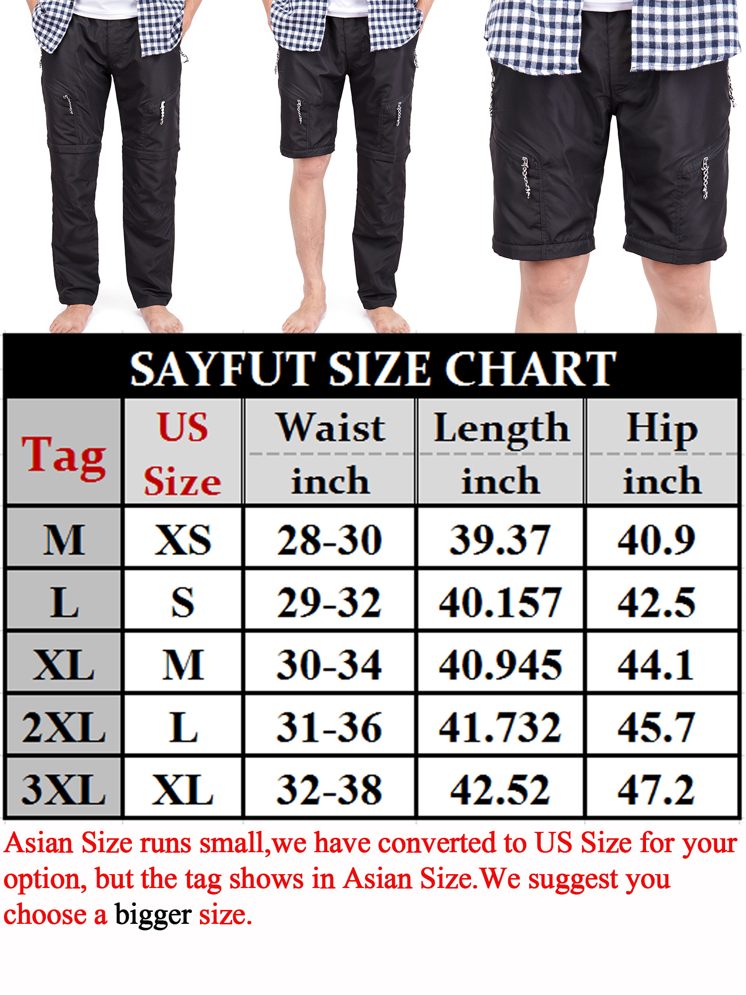 Men's Work Cargo Pants Casual Cargo Short Running Sports Travel Trousers Zip Off Convertible Lightweight Outdoor Active Work Pants Straight Stretch Trousers - image 3 of 8