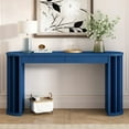 thumbnail image 5 of 59-inch Console Table with Oak Veneer, Curved & Straight Design for Living Spaces (Navy Blue), 5 of 10