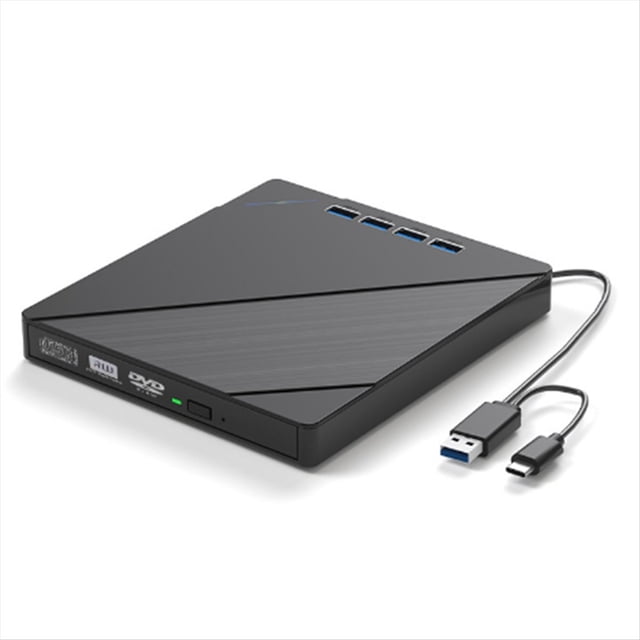 Unidad de CD/DVD Externa 7 en 1 para Portátil, Ranuras USB 3.0, Reproductor, Grabador y Lector de CD/DVD Portátil.