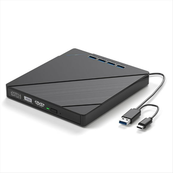 Unidad de CD/DVD Externa 7 en 1 para Portátil, Ranuras USB 3.0, Reproductor, Grabador y Lector de CD/DVD Portátil.