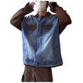 thumbnail image 2 of Caqnni Mens Lightweight Button Down Shirt Jacket Casual Shacket Cotton Overshirt Autumn Winter Jacket Coat (Blue,L), 2 of 9