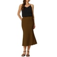 thumbnail image 2 of INSPIRE CHIC Women's Texture Stretchy Bodycon Mermaid Skirt Elastic High Waist Maxi Skirts L Brown, 2 of 6