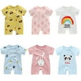 thumbnail image 4 of SUTENG Newborn Baby Clothes Girl Boy 100% Cotton Jumpsuit Summer Short Sleeve Romper 0-12 Month Infant Toddler Pajamas One Piece Outfit, 4 of 5