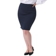 thumbnail image 2 of DARING DIVA Women's Plus Size Knit Mini High Waist Above Knee Pencil Skirt 1X Navy Blue, 2 of 6