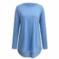 thumbnail image 4 of Blusa camiseta de mujer de color liso, cuello redondo y manga larga raglán - Spandex y poliéster, corte holgado, estampado de dientes de león, 5 colores, tallas S-XXL, 4 of 5