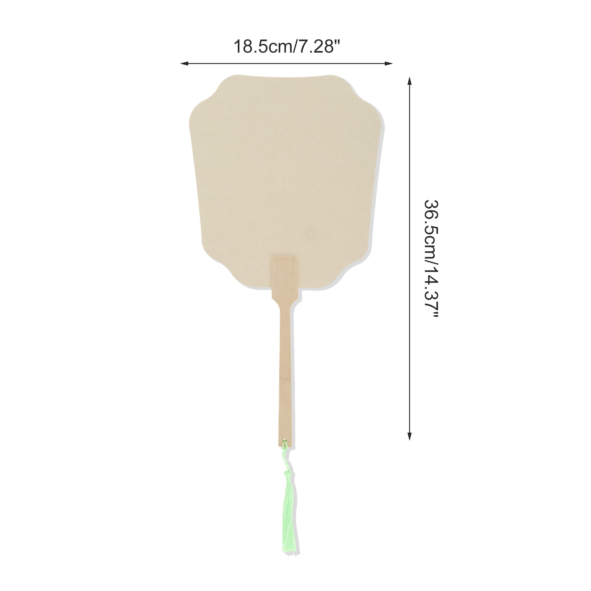 Unique Bargains Folding Fan 1 Pc Beige Long Handle Round Flying Fairy