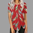 thumbnail image 2 of Blusas de Manga Corta para las Mujeres Botón Impreso Cuello Redondo Top Casual, Blusas para las Mujeres Casual, 2 of 5