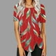 thumbnail image 2 of Blusas de Manga Corta para las Mujeres Botón Impreso Cuello Redondo Top Casual, Blusas para las Mujeres Casual, 2 of 5